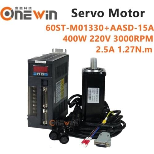 400W AC servo motor kit 60ST-M01330+AASD-15A driver diameter 60mm 220V 1.27NM 3000rpm