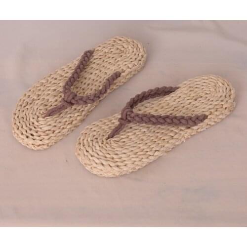 Mazefeng 2018 New Summer Men&Women Straw Slippers Ethnic Style Male&Female Flip Flops Outdoor Beach Unisex Hand Knitted Slippers