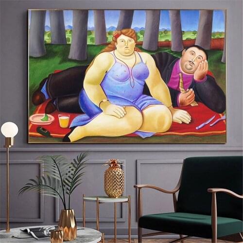 Modern Abstract Cute Fat Girl Family Posters and Prints Canvas Paintings Wall Art Pictures for Living Room Decor No Frame
