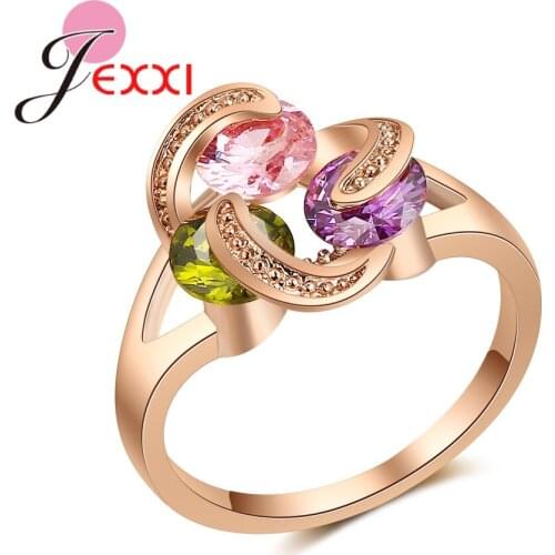 Sparkling Classical Three Colors Cubic Zirconia Paved Rose Gold Color Romantic Women Wedding Party High Quality Jewelry