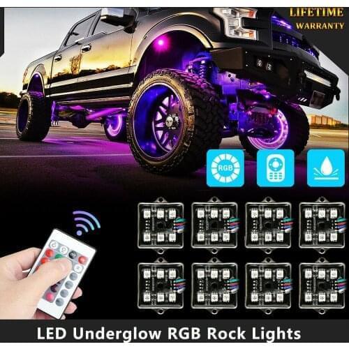 48 LED Underglow RGB Rock Lights Multicolor Neon Strip Light Kit Multicolor SMD5050 Remote Control LED Light For Off-Road Truck