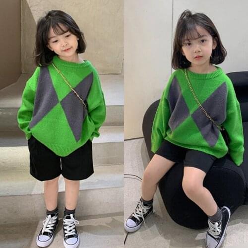 Girls Sweater Babys Coat Outwear 2021 Green Thicken Warm Winter Autumn Knitting Scoop Pullover Christmas Gift Childrens Clothi