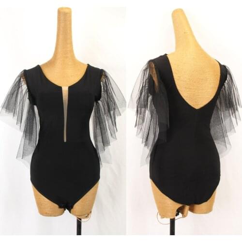 Modern Dance Stage Performance Clothes Professional Latin Dancing Practice Top Rumba Tango Lace Sleeve Training Clothing DQL5860