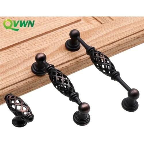 Vintage Antique Red copper zinc alloy Cabinet Hollow Out Birdcage Handles Drawer Knobs Wardrobe Door Pullers Furniture Handle