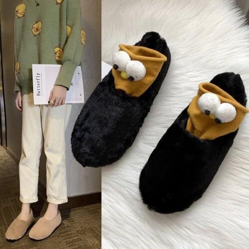 Autumn Winter Women Shoes Korean Style Lazy 2019 New Fashion Flat Slip-on Shoes Warm Plus Plush Shoes A66