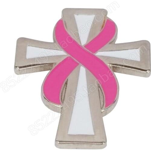 Breast Cancer Awareness Cross Pink Ribbon Lapel Pins