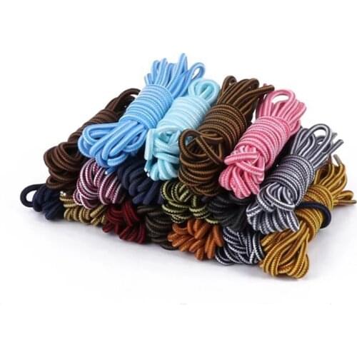 1 Pair Round Striped Double Color Shoelaces Unisex Leather Boot Shoe Laces Outdoor Sport Sneaker Fit Strap Shoelaces TW-2
