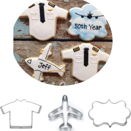 1pcs Airplane Aircraft Clothing Message Board Metal Cookie Cutters Biscuit Fondant Stamp Die Cut Mold
