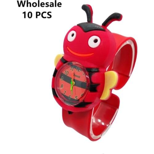 10pcs Wholesale Cartoon Bee Shape Kids Watches Children Bracelet Watch Sports Wristwatch for Boys Girls Clock