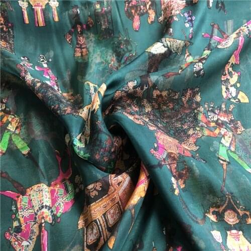 100cm*134cm Deep Green Silk Chiffon Gauze China Painting Silk Scarf Fabric Natural