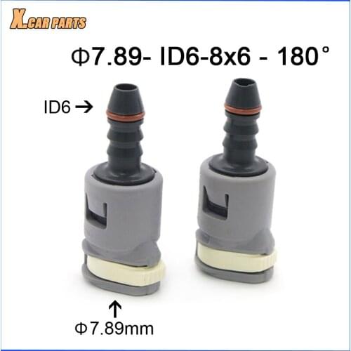 2PCS/lot 7.89mm ID6 8x6 180 degree SAE 5/16 Fuel pipe joint Fuel line quick connector plastic fittings female connector