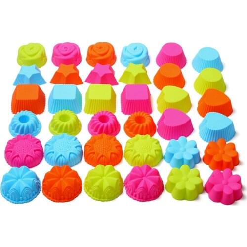 36PCS /Set Silicone Cake Mold Round Shaped Muffin Cupcake Baking Molds Kitchen Cooking Bakeware Maker DIY Cake Decorating Tools