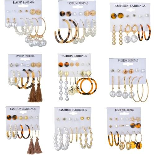 8Seasons Vintage Tassel Acrylic Earrings For Women Bohemian Earrings Set Big Dangle Drop Earring Brincos Female Fashion Jewelry