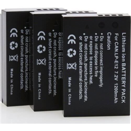 3Pcs 7.2V 1200mAh LP-E12 LPE12 LP E12 Rechargeble Camera batteries for Canon EOS M M2 100D EOSM EOSM2 EOS100D
