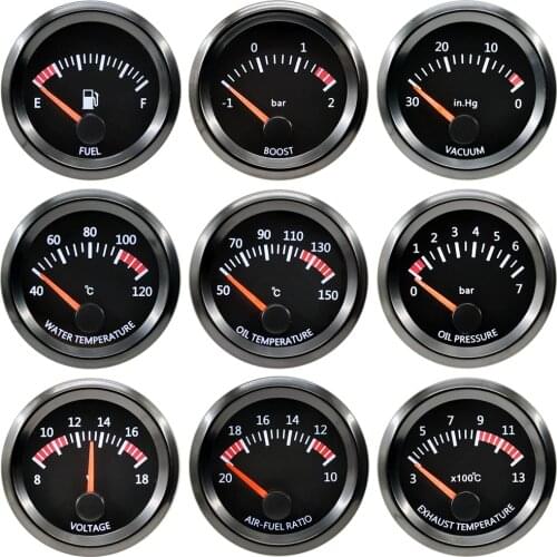 52mm Stepper Motor Auto Car Tachometer Boost Water Oil Temp Pressure Volt Air Fuel Exhaust Gas Temp EGT Gauge RPM Free Shipping
