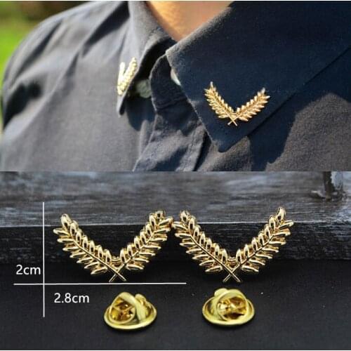 Trendy Fashion Wheat Broche Farmer Brooches A Pair Of Leaf Collar Pin Feather Spike Men And Women Suit Shirt Dress Accessory