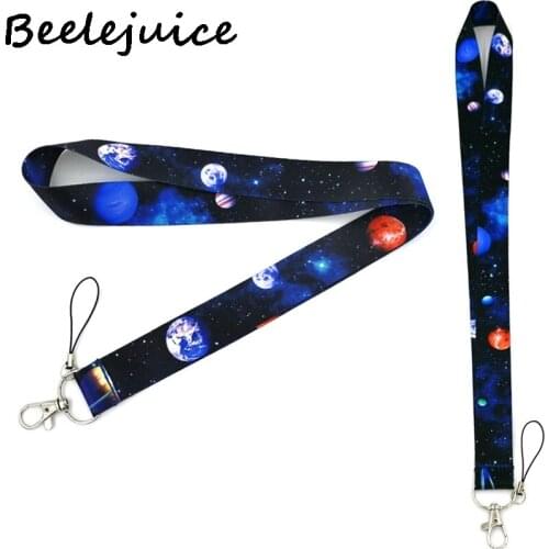 24pcs Universe Moon Space kids men women couple Neck Strap Lanyards ID badge card holder keychain Mobile Phone key decoration