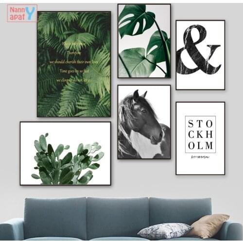 Quotes Wall Art Canvas Painting Cactus Monstera Fern Leaves Nordic Posters And Prints Wall Pictures For Living Room Home Decor