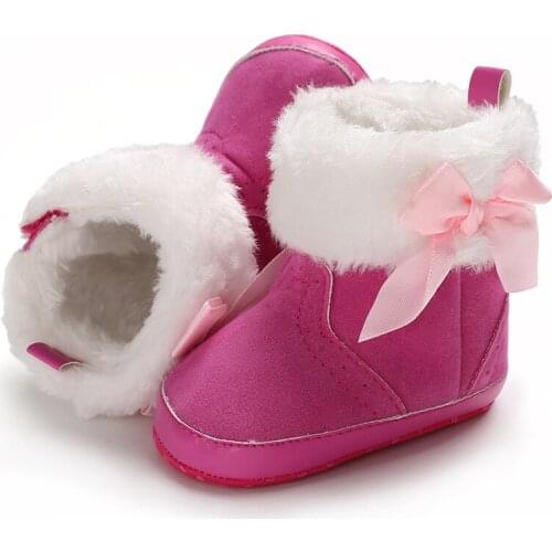 Newborn Baby Infant Toddler Girl Boots Crib Shoes Bowknot Prewalkers Snow Winter Warm Princess Baby Shoes