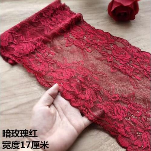 1 Meter Elastic Lace Ribbon Tape Lace Trim Fabric Embroidered Burgundy Lace Trimmings DIY Crafts Sewing Material Garment Access