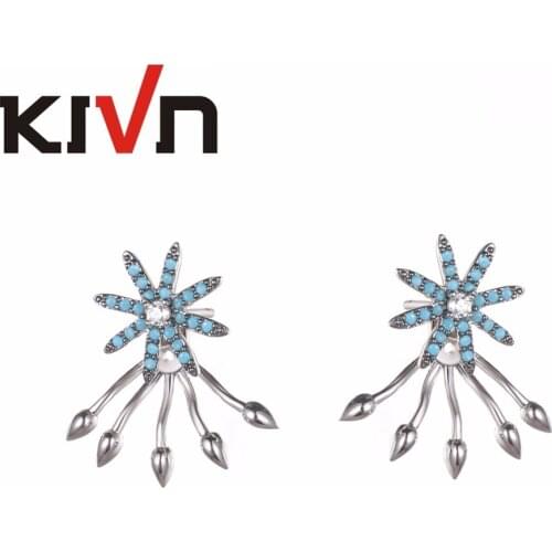KIVN Fashion Jewelry Pave CZ Cubic Zirconia Bridal Wedding Earring Ear Jackets for Women