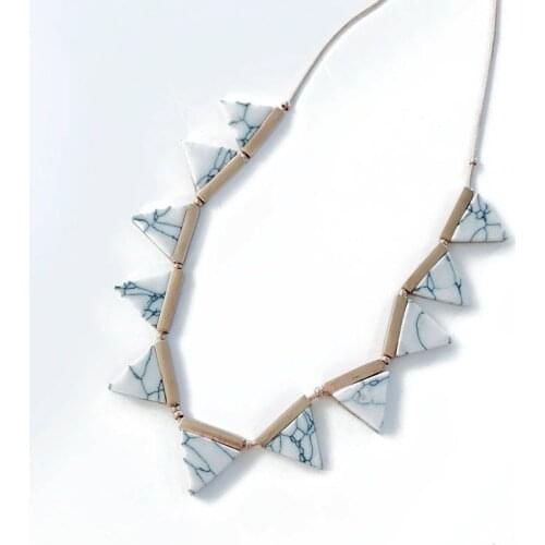 Triangle Marble Stone Fashion Punk Style Collar Necklace
