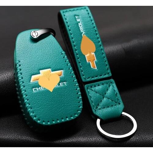 Top Layer Leather Car Key Case Cover Shell Protector For Chevrolet Monza Cruze CAVALIER Malibu Xl Equinox Keychain Decoration