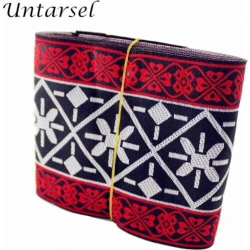 Untarsel 10cm width 5yards/lot woven stripe ribbon ethnic luxury webbing sewing trim straps for backpack DIY fabric wholesale