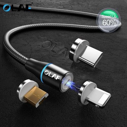 OLAF 3A Magnetic Cable Micro USB Type C For Samsung S9 Huawei Fast Charging USB C Magnet Cable For iPhone 11 Phone Charger Cord