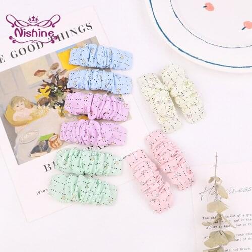 Nishine 7 CM Fashion Print Wrinkles Fabric Covered Metal BB Clip Cute Princess Bangs Hairpin DIY Children Headwear Birthday Gift