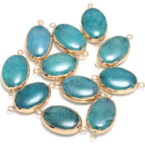 Fashion Sliced Egg Shape Natural Druzy Agates Pendants Connectors for Jewelry Making DIY Jewelry Necklaces Size 18x34mm