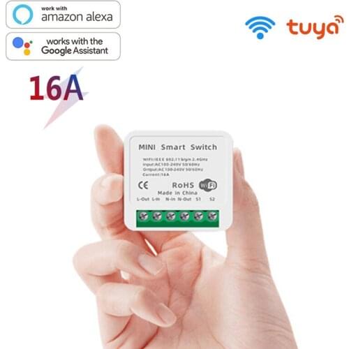 Tuya Wifi Smart Light Switch Module 10/16A Smart Home Automation DIY Breaker Supports 2 Way Control, Work With Alexa Google Home