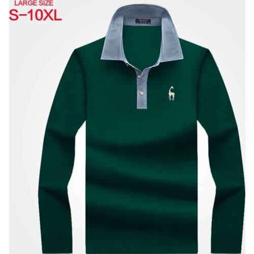 Mens Long Sleeve T-shirt Autumn Middle-Aged Cotton Lapel Business Casual Bottom Shirt Mens Solid Large T-shirt Polo Shirt