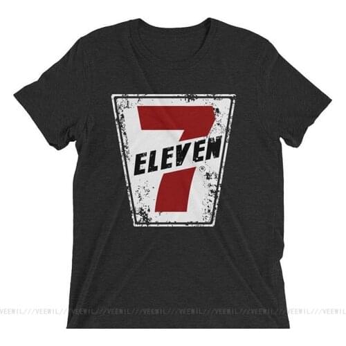 7 Eleven Mens Retro Distressed Full-figured T-Shirt Short Sleeves Cotton Fashion T Shirt Fast Shipping