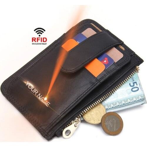 New Practical Genuine Leather RFID Anti-magnetic Card Bag Simple Leather Small Purse RFID Casual Fashion Small Wallet