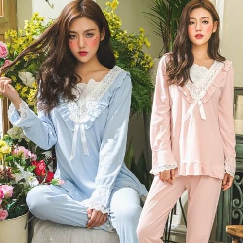 New Lace Cotton Postpartumn Breastfeeding Clothes Pregnancy Feeding Homewear Pregnant Maternity Pajamas Breastfeeding Nightgown