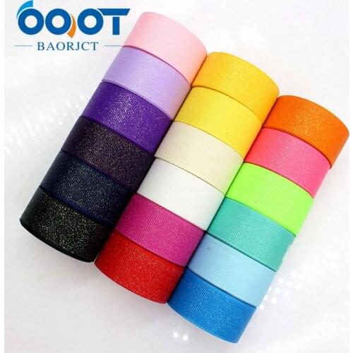 OOOT BAORJCT 22mm 10yards Solid color flash ribbons Thermal transfer Printed grosgrain Wedding Accessories DIY handmade material