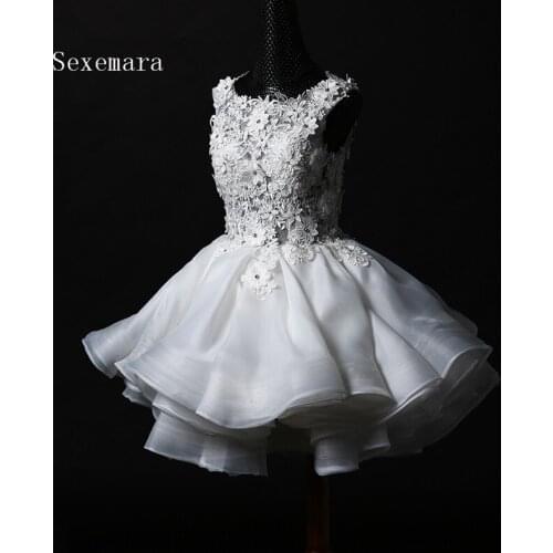 Sexy sleeveless illusion see through bridal gown 2018 lace appliques organza ruffles brides vestidos Mother of the Bride Dresses