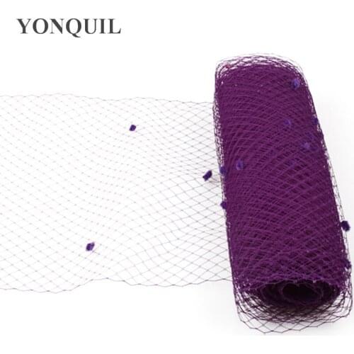 Netting Hats Accessories Bridal Veils 5Yards/Lot Purple Birdcage Veils with Dot 45CM For Women Fascinator Veiling Headpiece