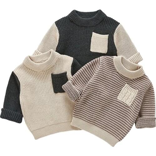 2021 Baby Boys Sweater Autumn Winter Children knitted Clothes Kids Pullover Jumper Toddler Striped European American Style Boys