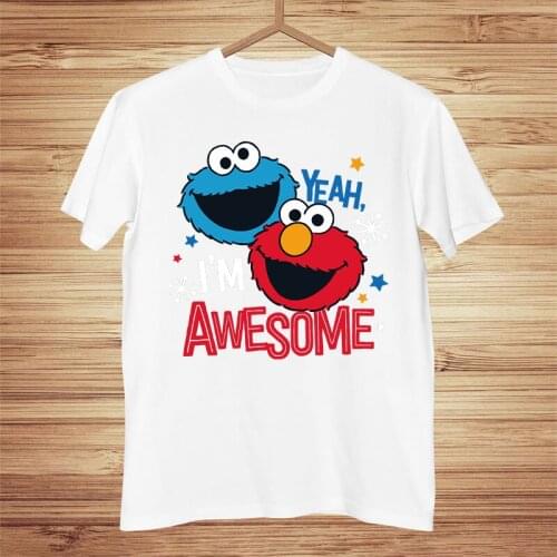TEEHUB Mens New Fashion Sesame Street Cookie Design Short Sleeve T-Shirt Cool Printed Tops Hipster Tee Shirts
