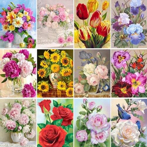 Uone New Diamond Painting 5d DIY Cross Stitch Flower Tulip Embroidery Rhinestone Kids Adult Home Offic Decoration Mystery Gift
