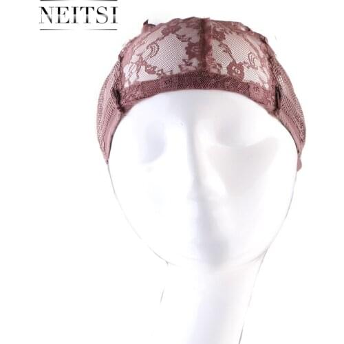 Neitsi Hot Selling Lace Wig Caps For Making Wigs With Adjustable Strap Bonnet Lace Perruque New Nylon Hairnet Brown# 10pcs/pack