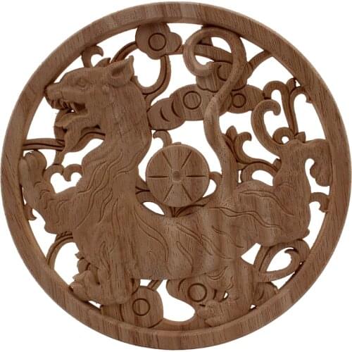 VZLX China Creative Wood Carving Floral Pattern Patch Furniture Door Flower Background Wall Cupboard Decoration Ornaments