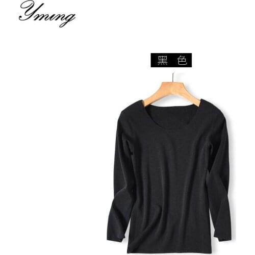 YMING Womens Traceless Bottoming Shirt Winter Plus Velvet Thick Long Sleeve Thin Velvet Heating Fiber Warm Comfortable Top