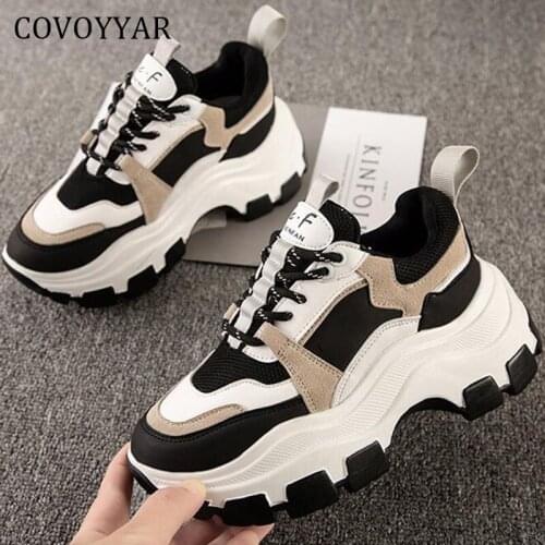 COVOYYAR Chunky Sneakers Women Vulcanize Shoes Mixed Colors Wedge Platform Shoes Woman Fashion Tennis Casual Shoes WSN432