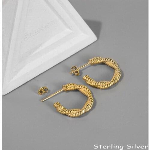 Silvology 925 Sterling Silver Weave Twist Helix Earrings for Women Elegant C Shape Korea Hypoallergenic Earring Designer Jewelry
