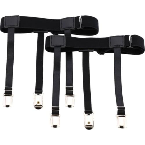 1 Pair Men Shirt Stays Belt with Non-slip Locking Clips Keep Shirt Tucked Leg Thigh Suspender Garters Strap Garter Belt