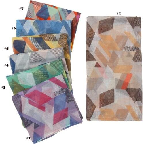 2021 Fashion Women Geometry Printed Cotton Scarf 7Colors 10pcs/lot