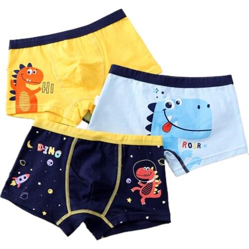 3Pcs Lot Boy Boxers Kids Panties Cartoon Dinosaur Underwear Cotton Teenager Underpants Childrens Shorts 2 To 14 Years ZL80